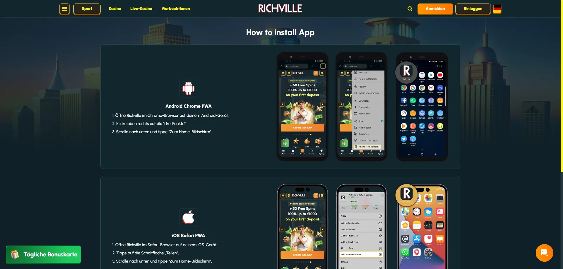 Richville Casino mobil spielen ohne App &mdash; vollst&auml;ndig optimierter Browser