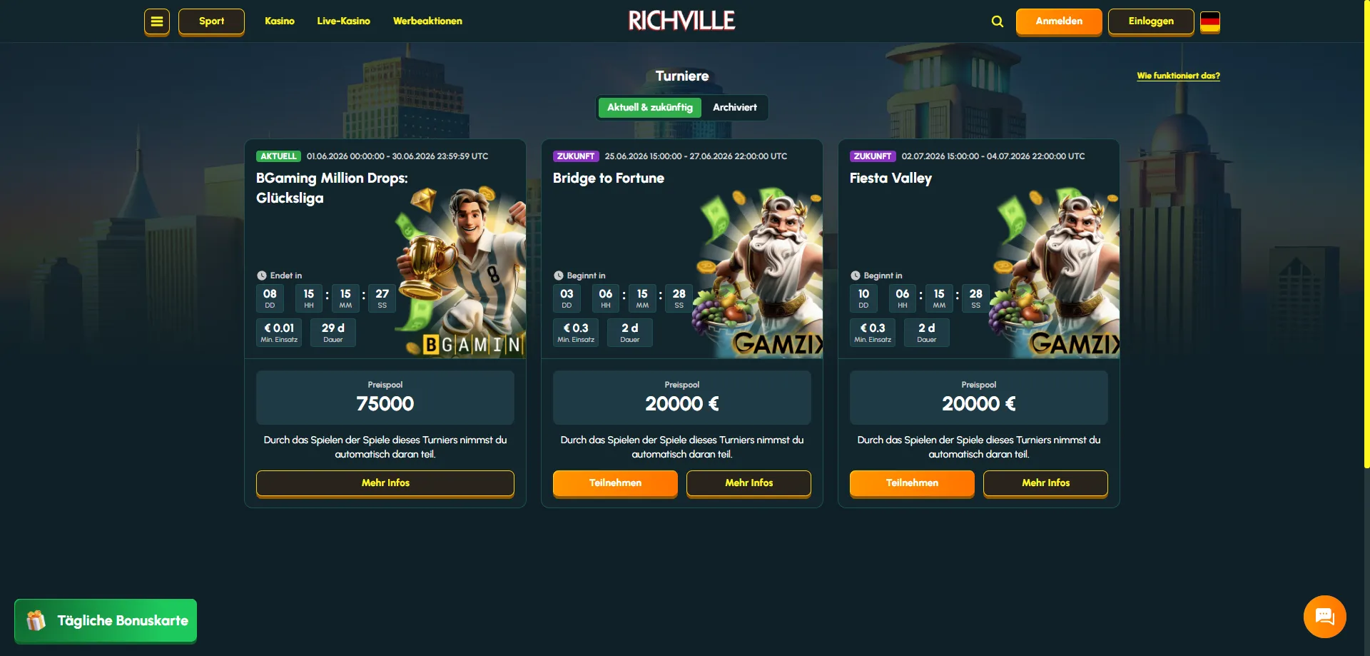 Richville Casino Sportwetten Fussball Basketball Live-Wetten Schweiz